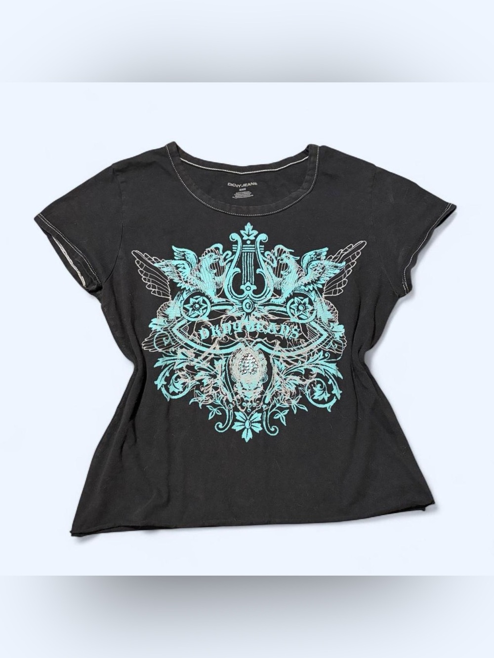 Y2K Grunge Black Baby Tee by DKNY Jeans!